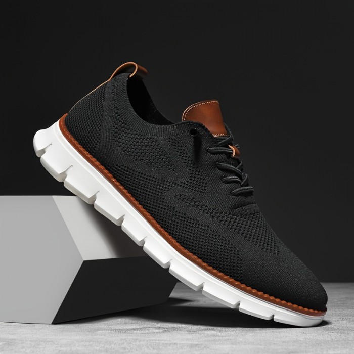 Ultra-Comfort Men's Solid Sneakers: Versatile, Breathable, Non-Slip Lace-Ups - Perfect for All-Year Sports & Casual Wear