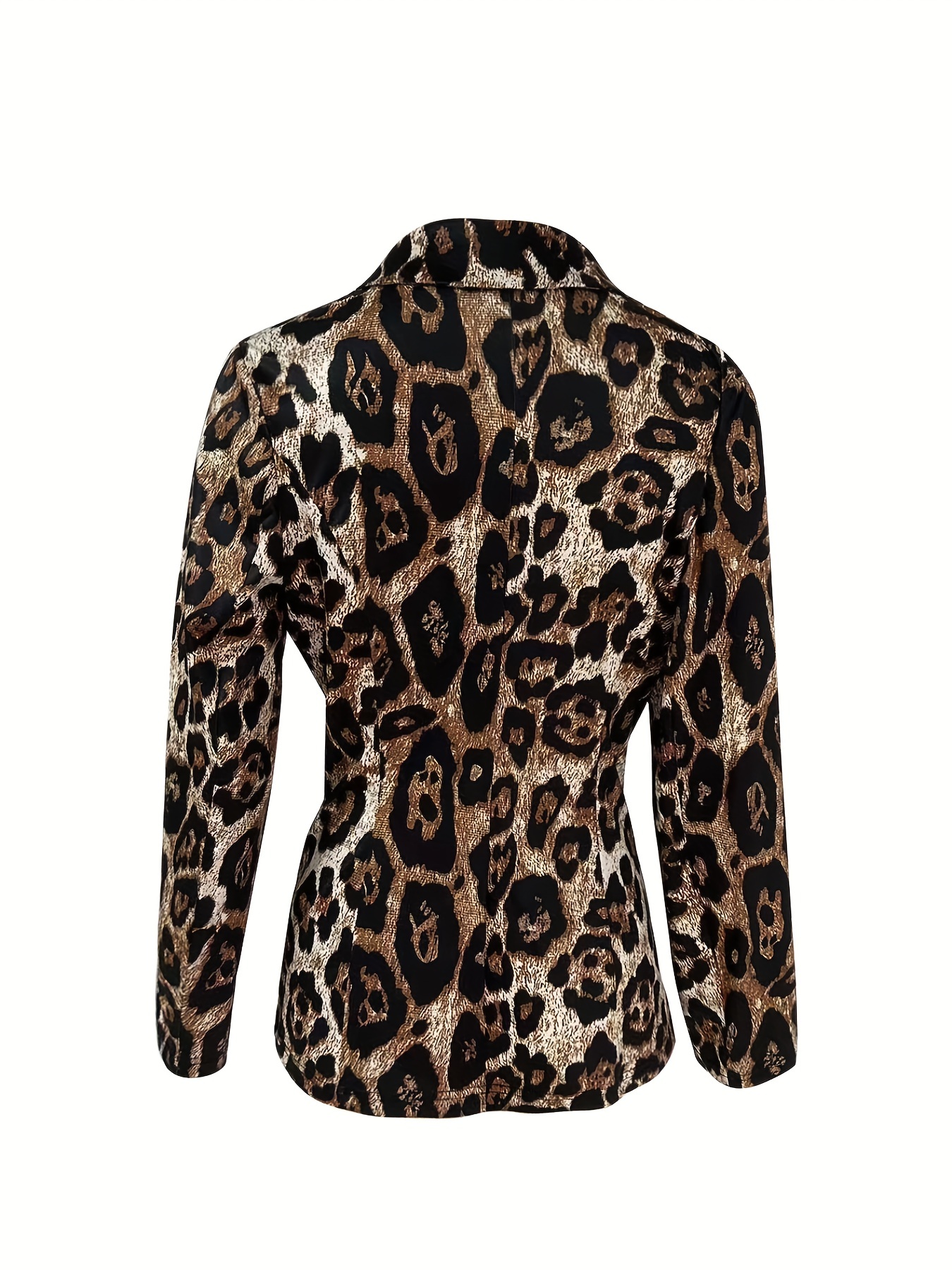 leopard print one button blazer casual lapel long sleeve outerwear womens clothing details 8