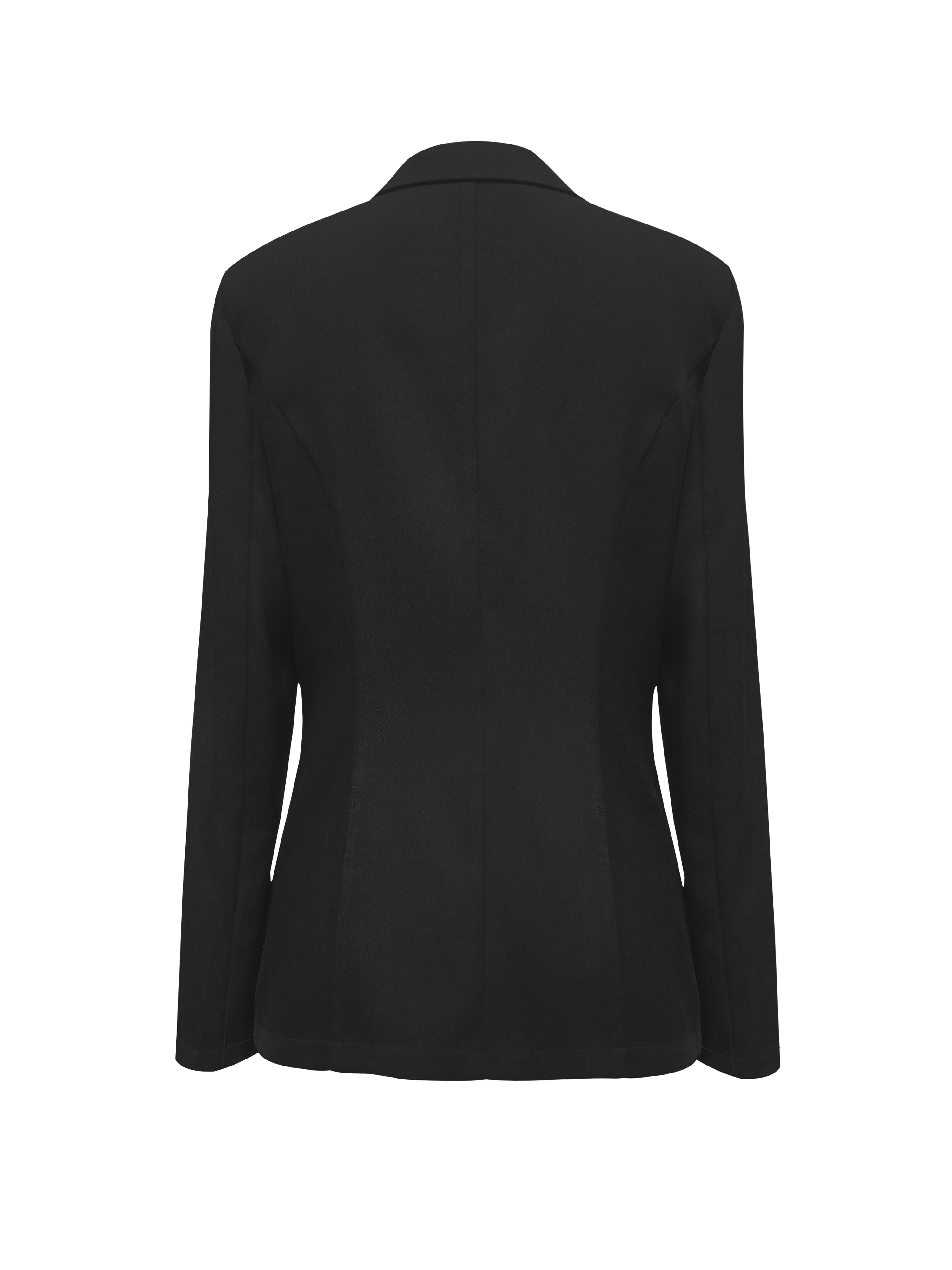 solid color button front blazer business casual lapel long sleeve blazer for office work womens clothing details 0