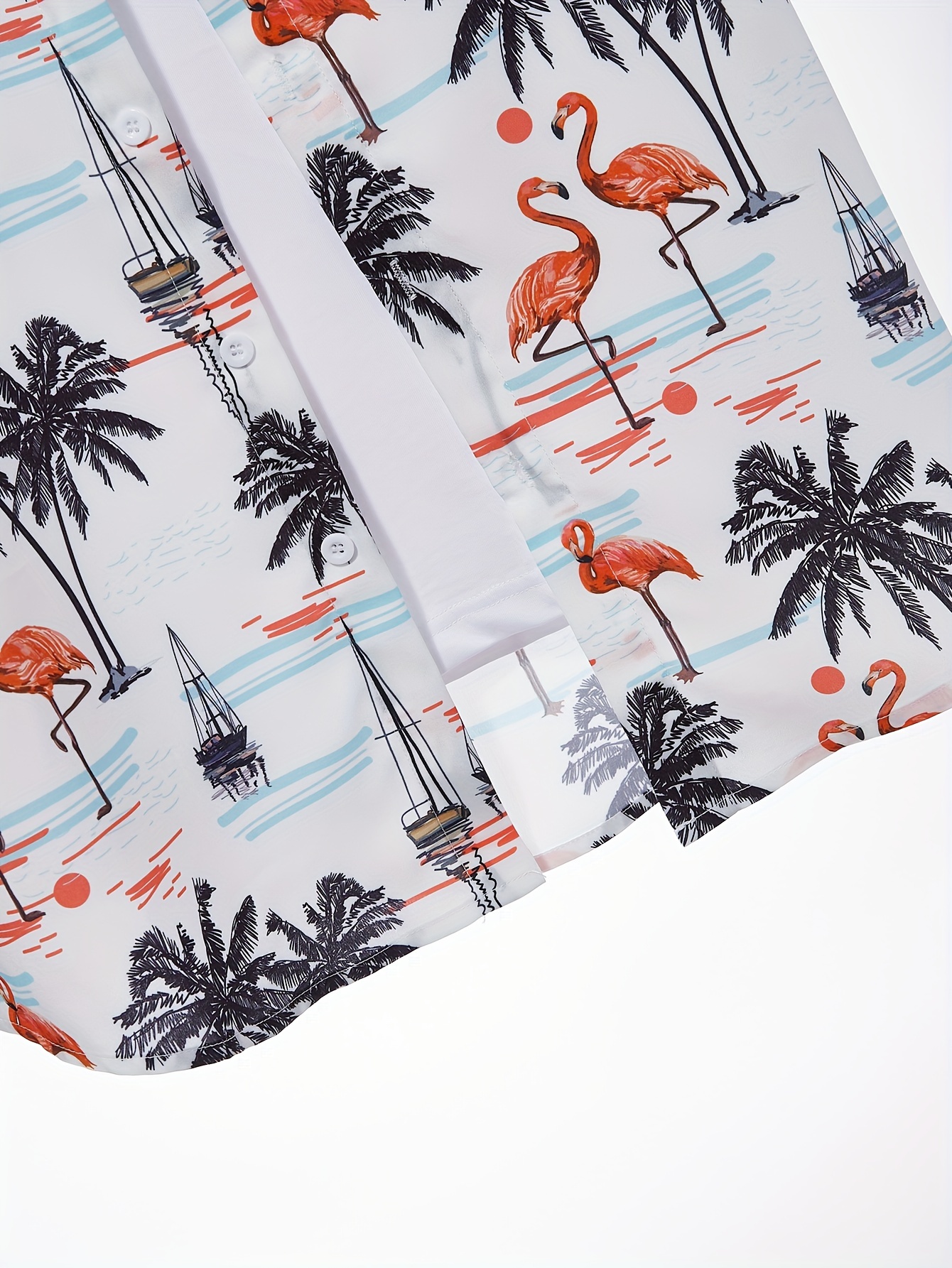 mens shirt top flamingo coconut tree print camp collar bowling shirts short sleeve closure summer hawaiian shirt male casual button up shirt for daily vacation resorts beach shirts for men details 1