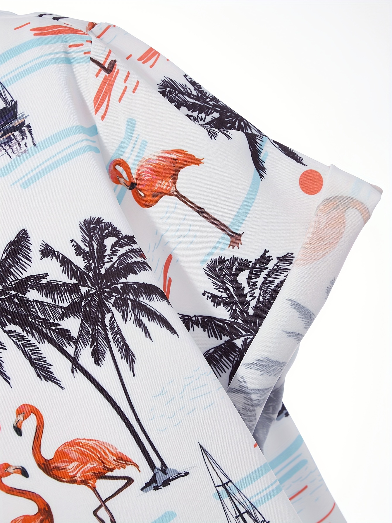 mens shirt top flamingo coconut tree print camp collar bowling shirts short sleeve closure summer hawaiian shirt male casual button up shirt for daily vacation resorts beach shirts for men details 2