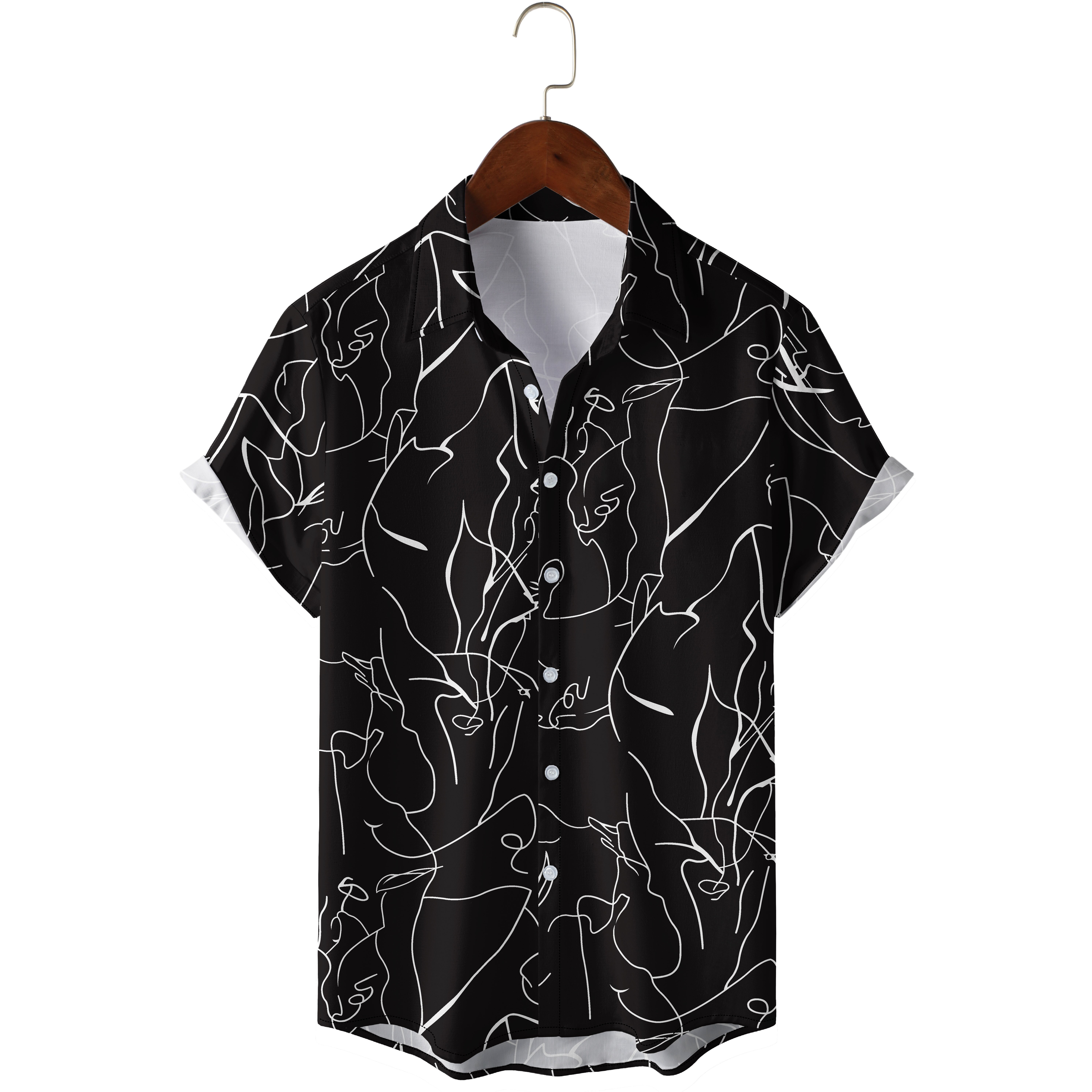 mens shirt top abstract pattern camp collar bowling shirts short sleeves closure summer hawaiian shirt male casual button up shirt for daily vacation resorts beach shirts for men details 0