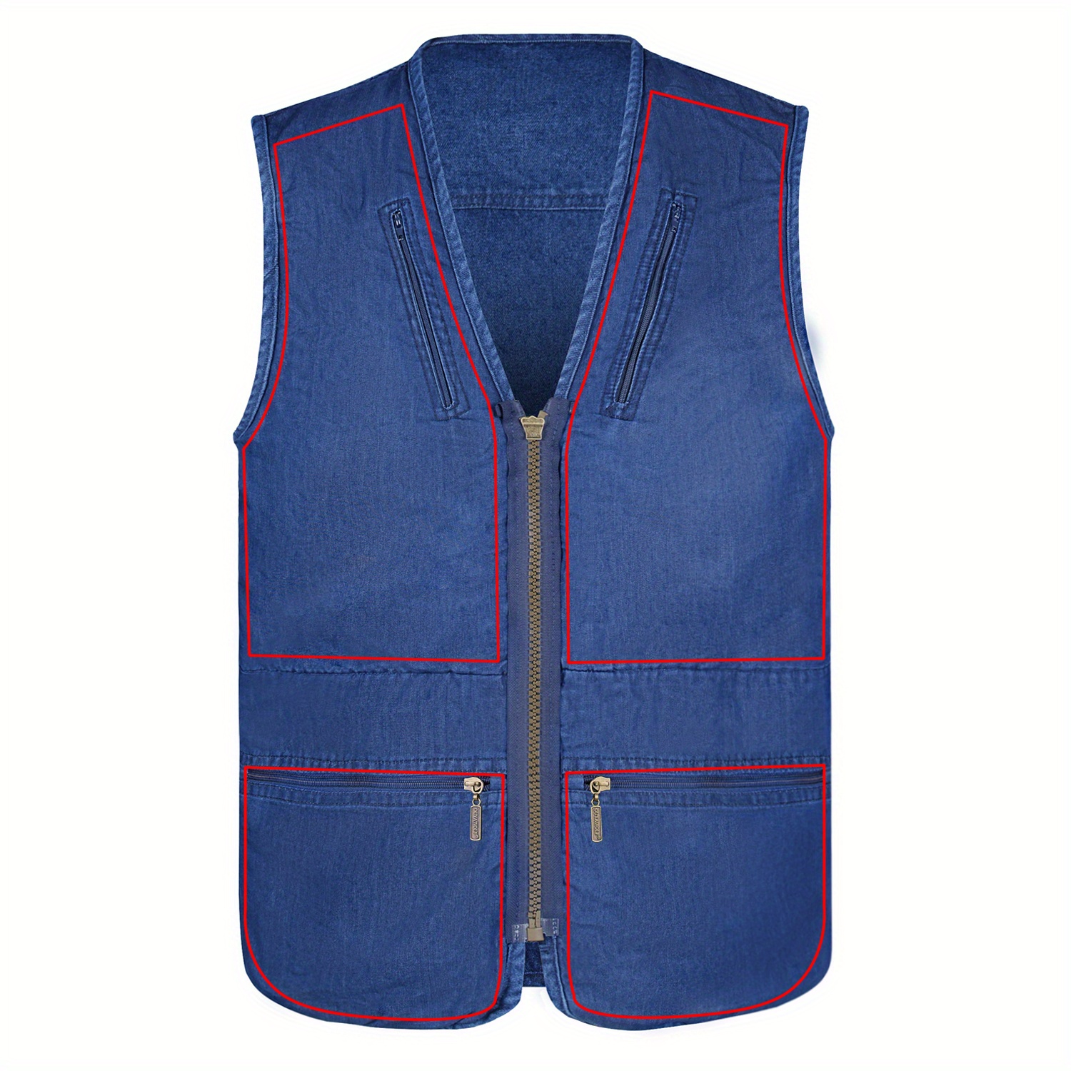 zipper pockets cargo vest mens casual outwear zip up vest for spring summer outdoor fishing photography details 1