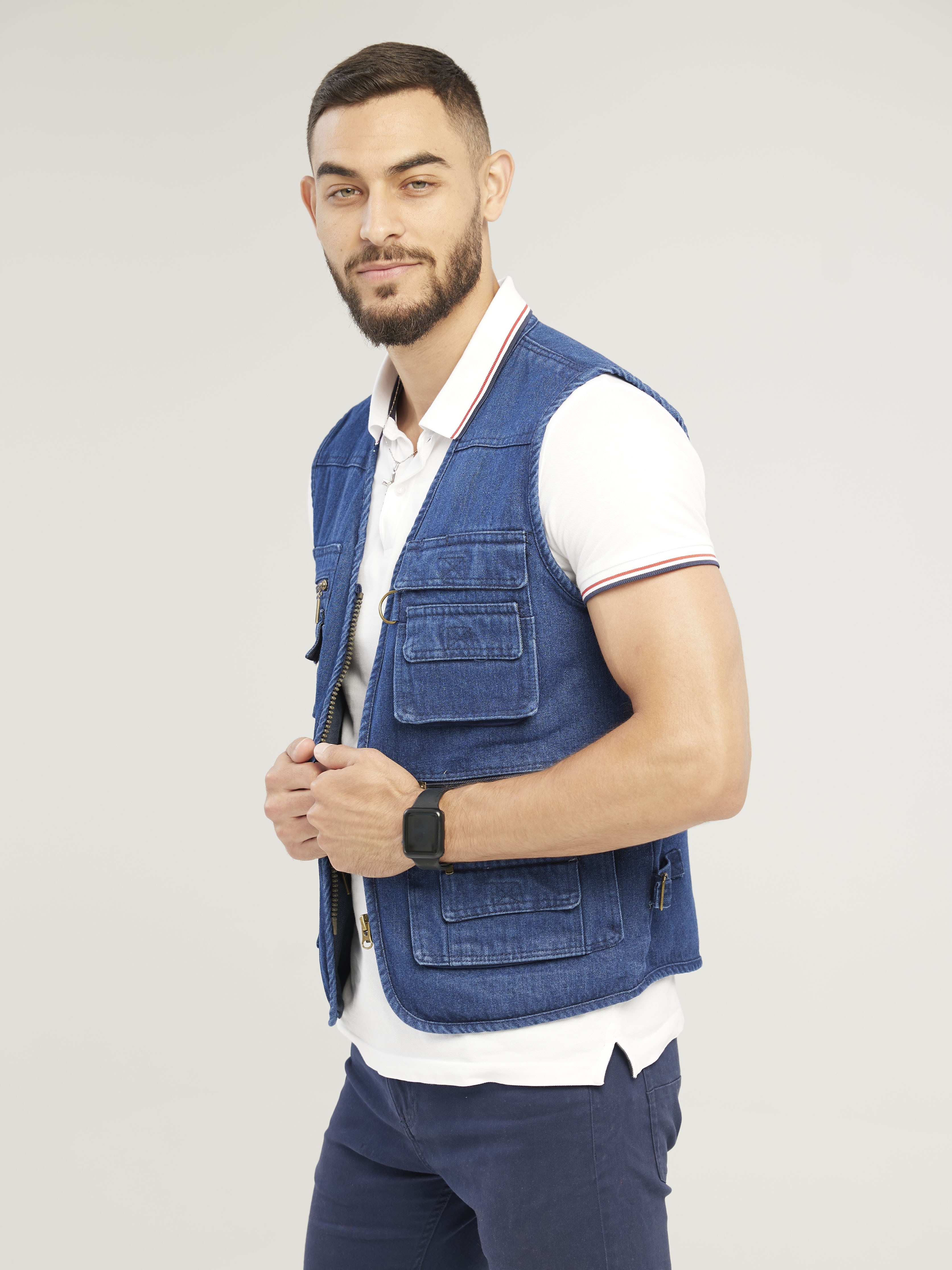 zipper pockets cargo vest mens casual outwear zip up vest for spring summer outdoor fishing photography details 9