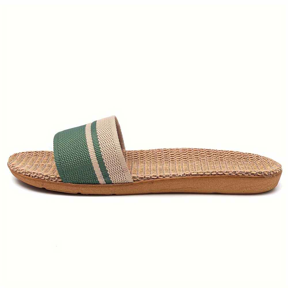 striped pattern slides casual open toe flat summer shoes comfortable indoor home slides details 6