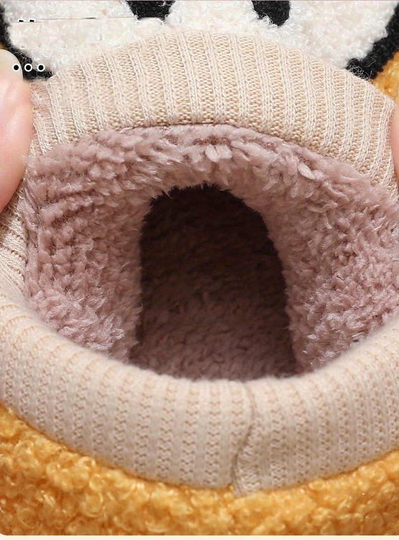 cute smile face fuzzy house slippers closed toe memory foam slip on shoes winter warm home slippers details 9