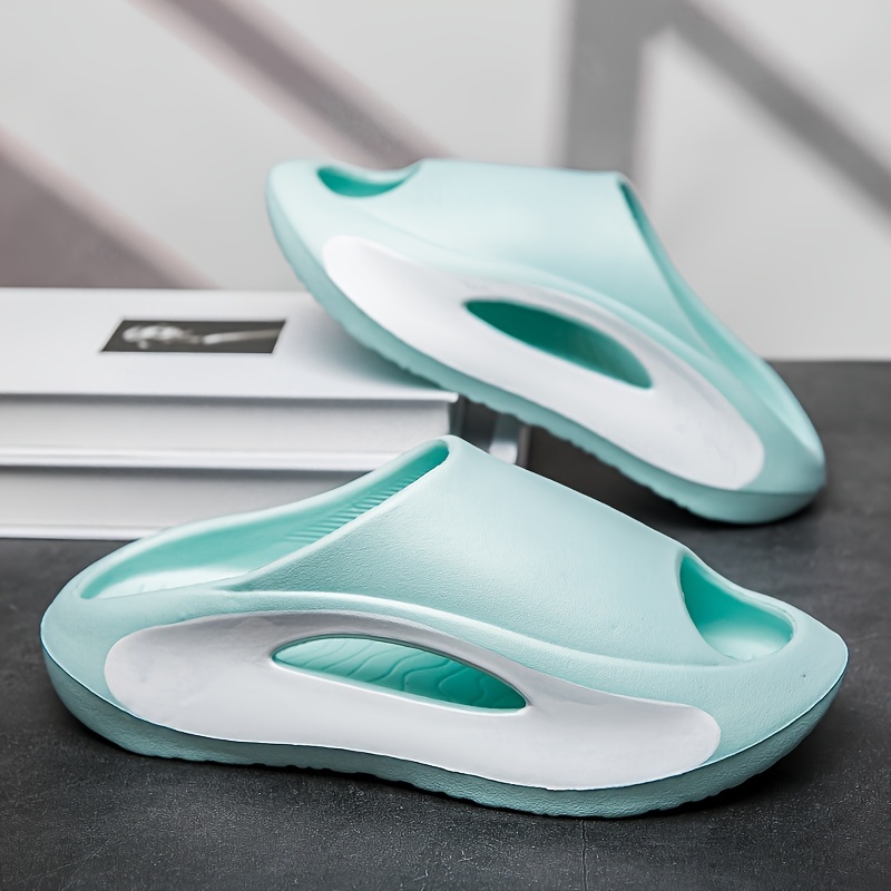 colorblock stylish pillow slides soft sole platform slip on home shower slides non slip summer casual slides details 8