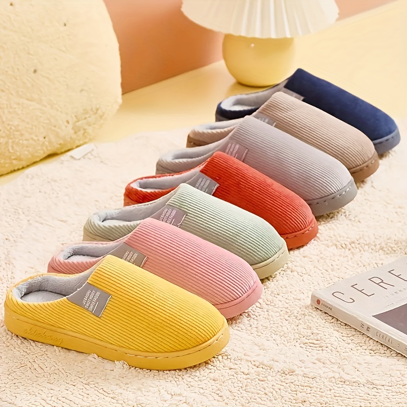 womens plush lined slippers warm winter indoor bedroom fuzzy shoes home mute slippers details 2