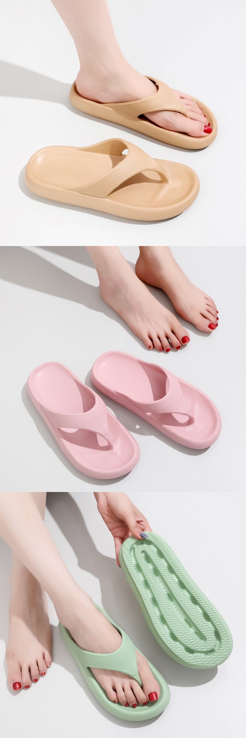 womens solid color eva flip flops non slip indoor slippers womens footwear details 6