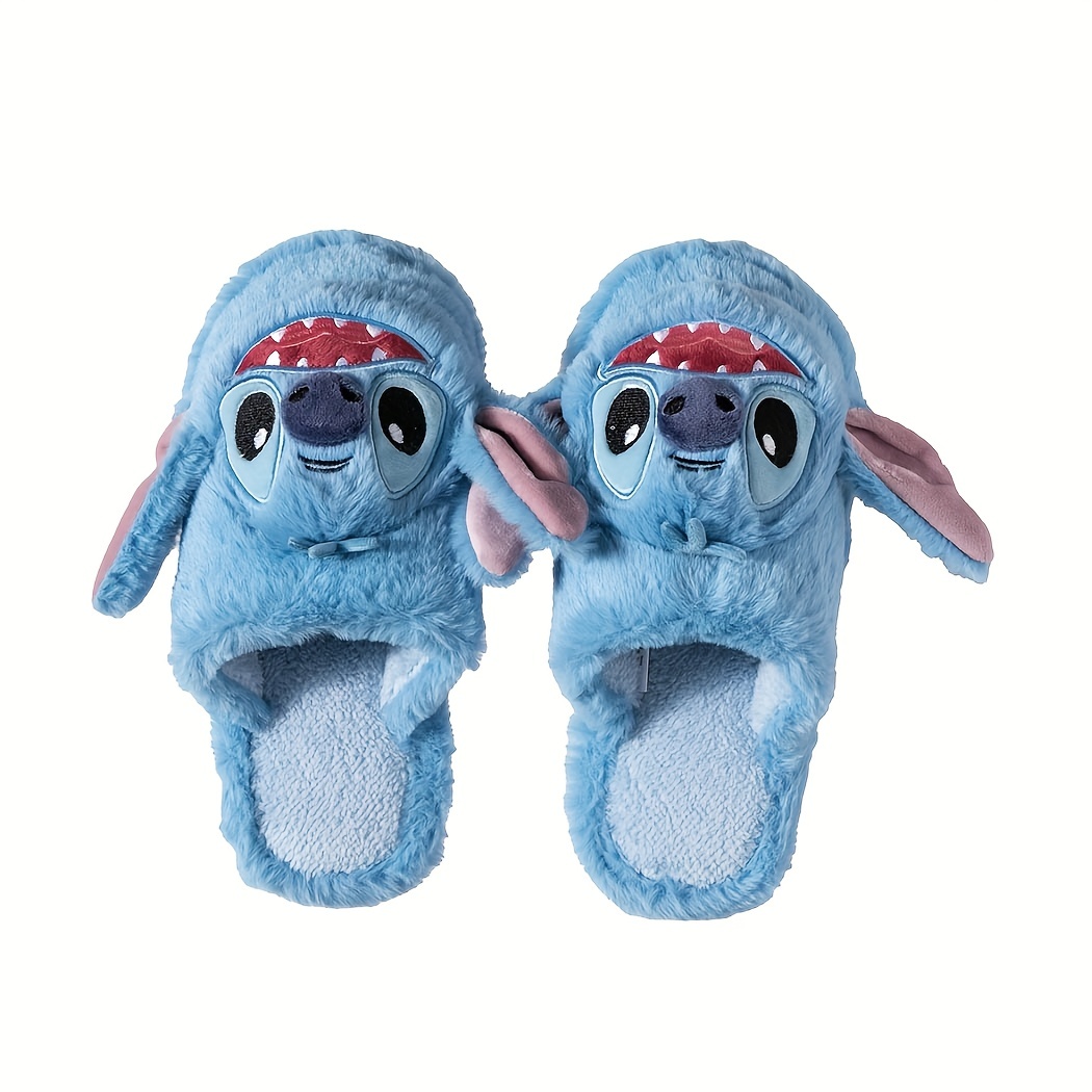 miniso disney stitch novelty slippers kawaii comfy plush closed toe non slip shoes indoor bedroom slippers details 0