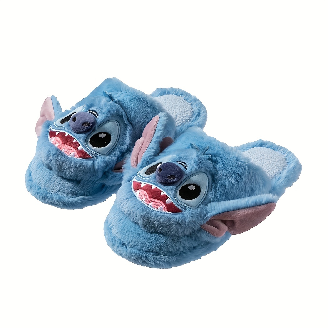 miniso disney stitch novelty slippers kawaii comfy plush closed toe non slip shoes indoor bedroom slippers details 1