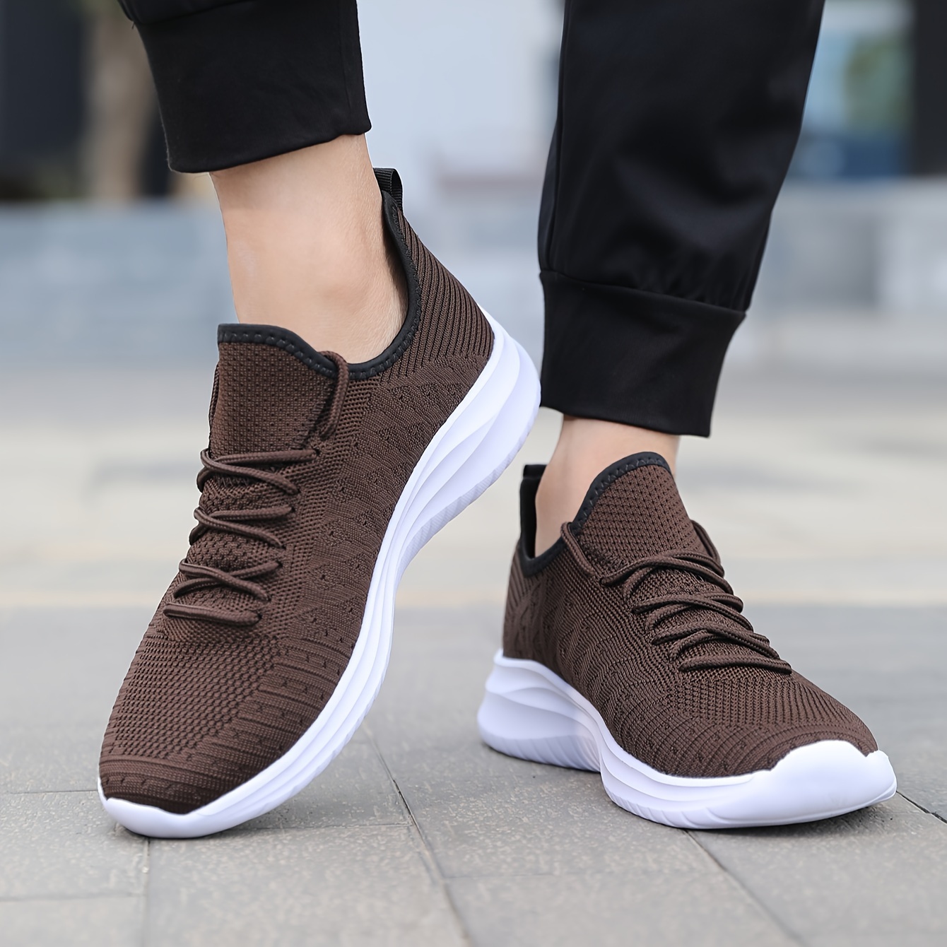 breathable sneakers men s trendy solid woven knit comfy non details 2