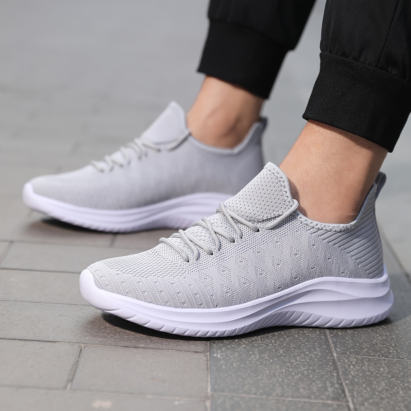 breathable sneakers men s trendy solid woven knit comfy non details 3