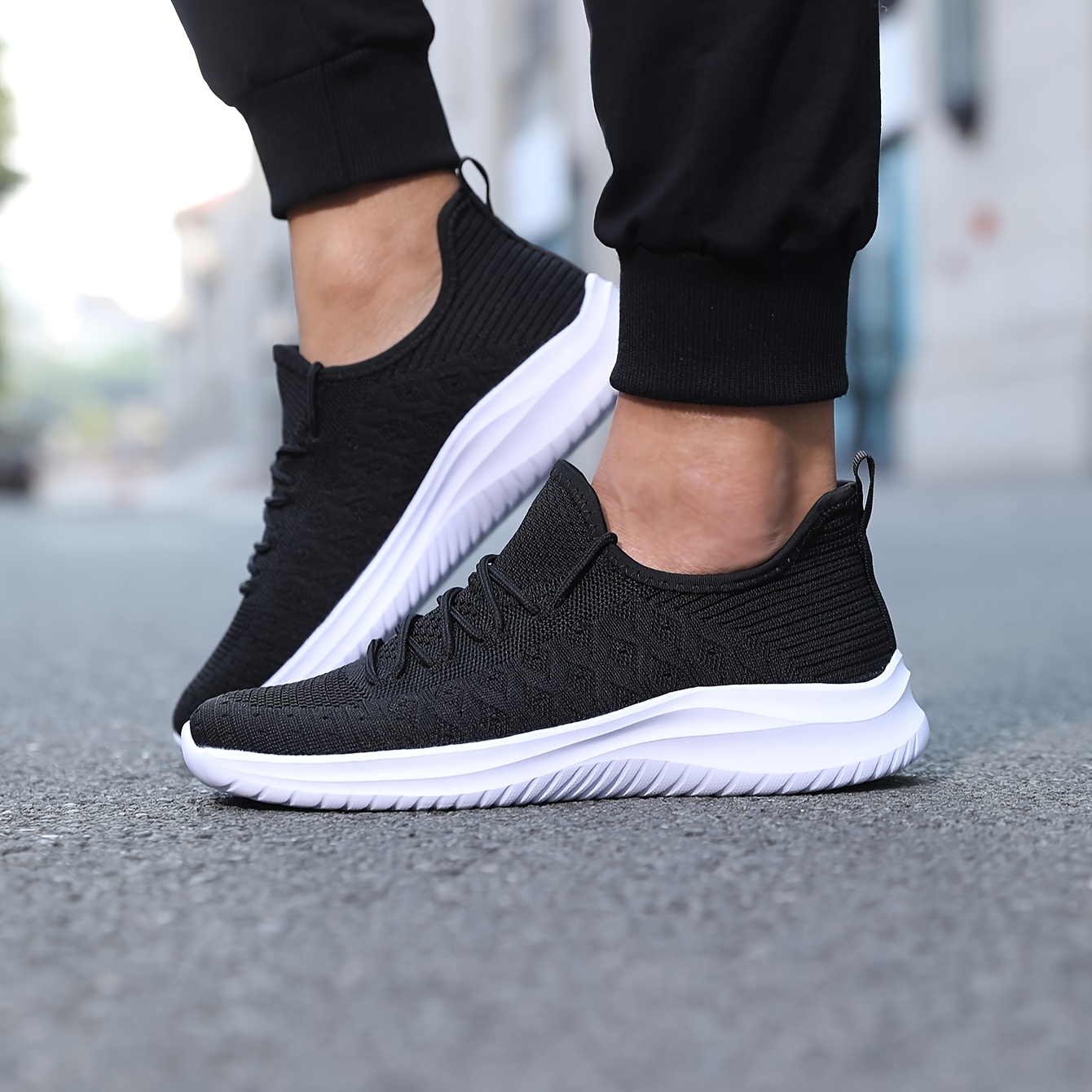 breathable sneakers men s trendy solid woven knit comfy non details 5